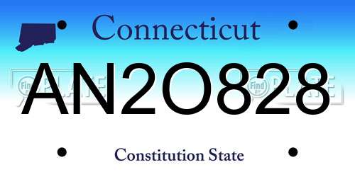 AN2O828 Connecticut License Plate