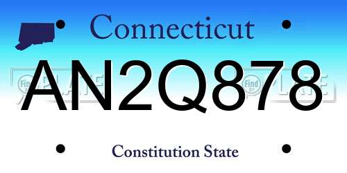 AN2Q878 Connecticut License Plate