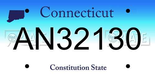 AN32130 Connecticut License Plate