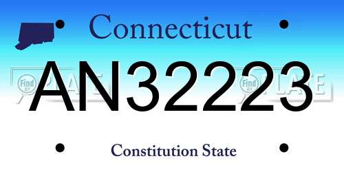 AN32223 Connecticut License Plate