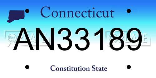 AN33189 Connecticut License Plate