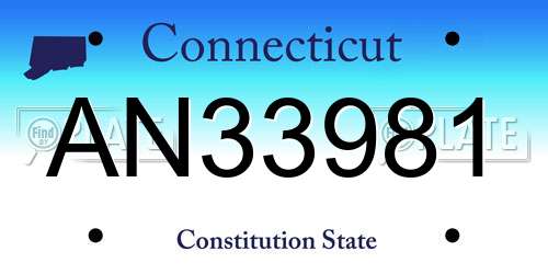 AN33981 Connecticut License Plate