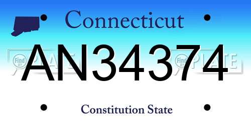 AN34374 Connecticut License Plate