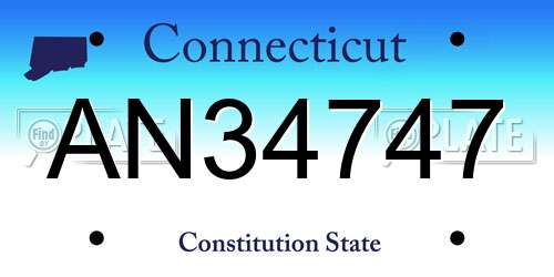 AN34747 Connecticut License Plate
