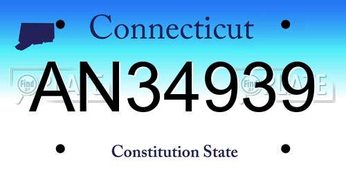 AN34939 Connecticut License Plate
