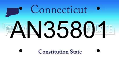 AN35801 Connecticut License Plate