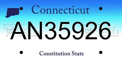 AN35926 Connecticut License Plate