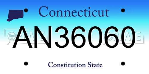 AN36060 Connecticut License Plate