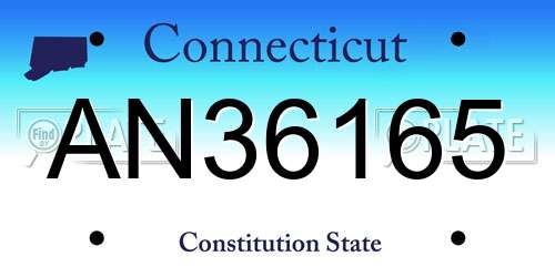 AN36165 Connecticut License Plate