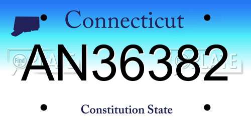 AN36382 Connecticut License Plate