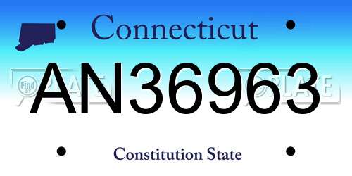 AN36963 Connecticut License Plate