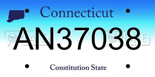 AN37038 Connecticut License Plate
