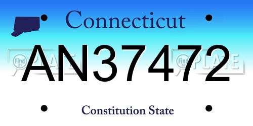 AN37472 Connecticut License Plate
