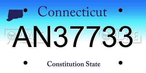 AN37733 Connecticut License Plate
