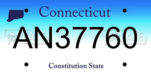 AN37760 Connecticut License Plate