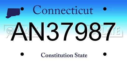 AN37987 Connecticut License Plate