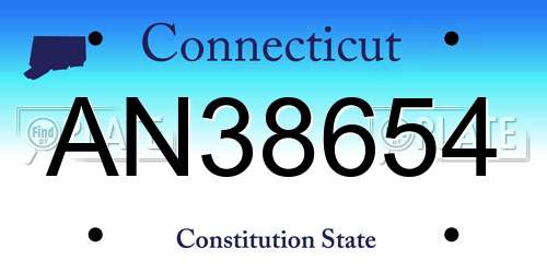 AN38654 Connecticut License Plate