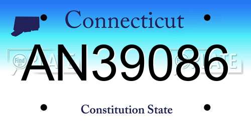 AN39086 Connecticut License Plate