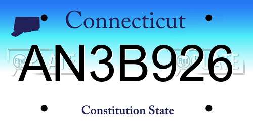 AN3B926 Connecticut License Plate