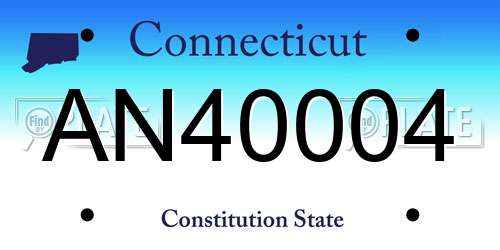 AN40004 Connecticut License Plate