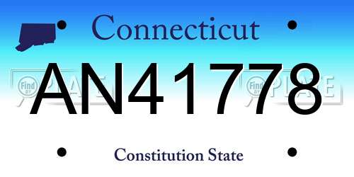 AN41778 Connecticut License Plate