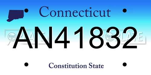 AN41832 Connecticut License Plate