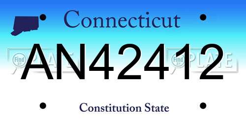 AN42412 Connecticut License Plate