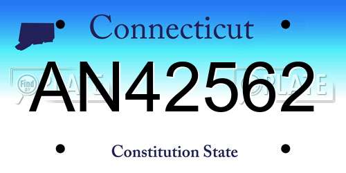 AN42562 Connecticut License Plate