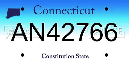 AN42766 Connecticut License Plate