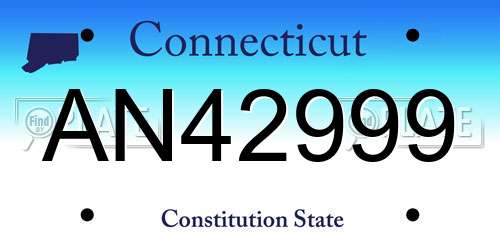 AN42999 Connecticut License Plate