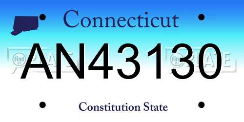 AN43130 Connecticut License Plate