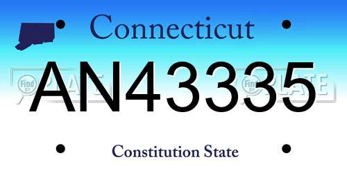 AN43335 Connecticut License Plate