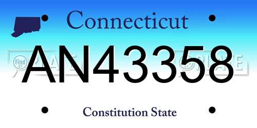 AN43358 Connecticut License Plate