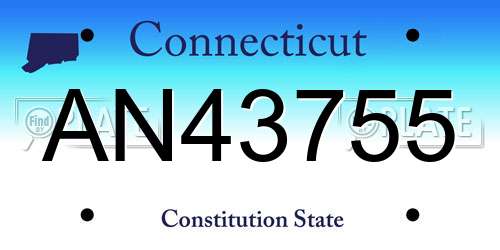 AN43755 Connecticut License Plate
