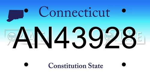 AN43928 Connecticut License Plate
