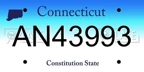 AN43993 Connecticut License Plate