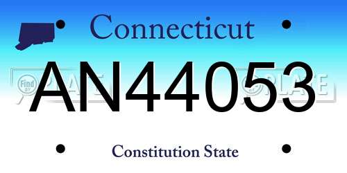 AN44053 Connecticut License Plate