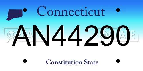 AN44290 Connecticut License Plate