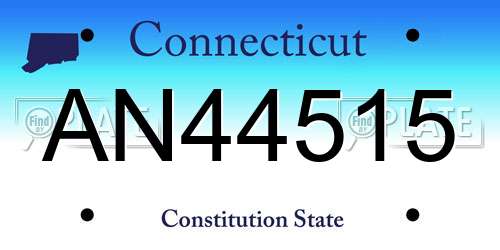 AN44515 Connecticut License Plate