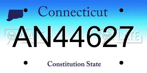 AN44627 Connecticut License Plate