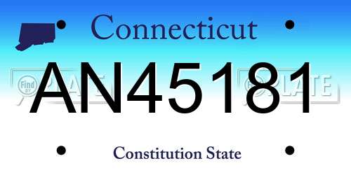 AN45181 Connecticut License Plate