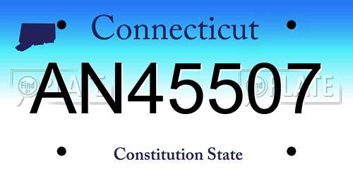 AN45507 Connecticut License Plate