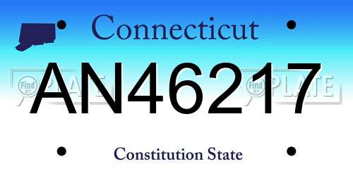 AN46217 Connecticut License Plate