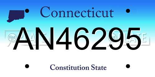 AN46295 Connecticut License Plate