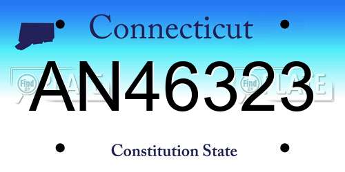 AN46323 Connecticut License Plate