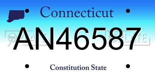 AN46587 Connecticut License Plate