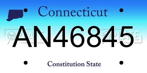 AN46845 Connecticut License Plate