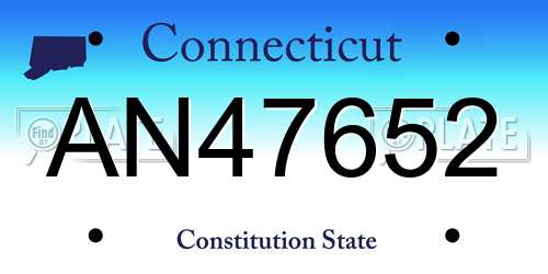 AN47652 Connecticut License Plate