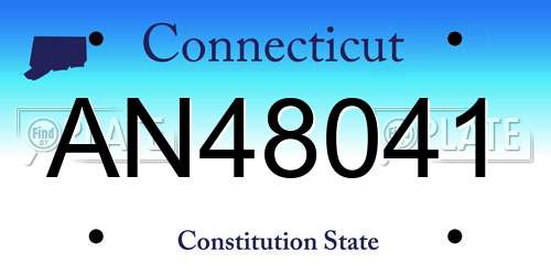 AN48041 Connecticut License Plate