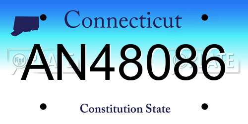 AN48086 Connecticut License Plate